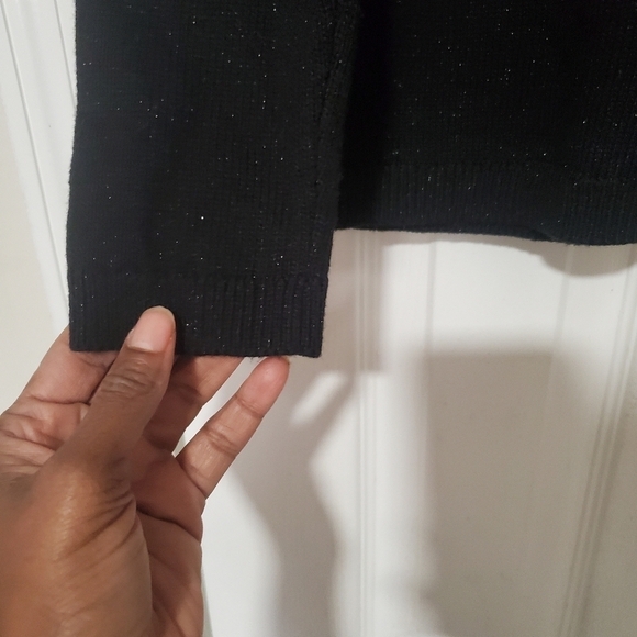 J. Jill Black Faire Isle Nordic Knit Sweater with Metallic Shimmer Size … - Picture 3 of 5